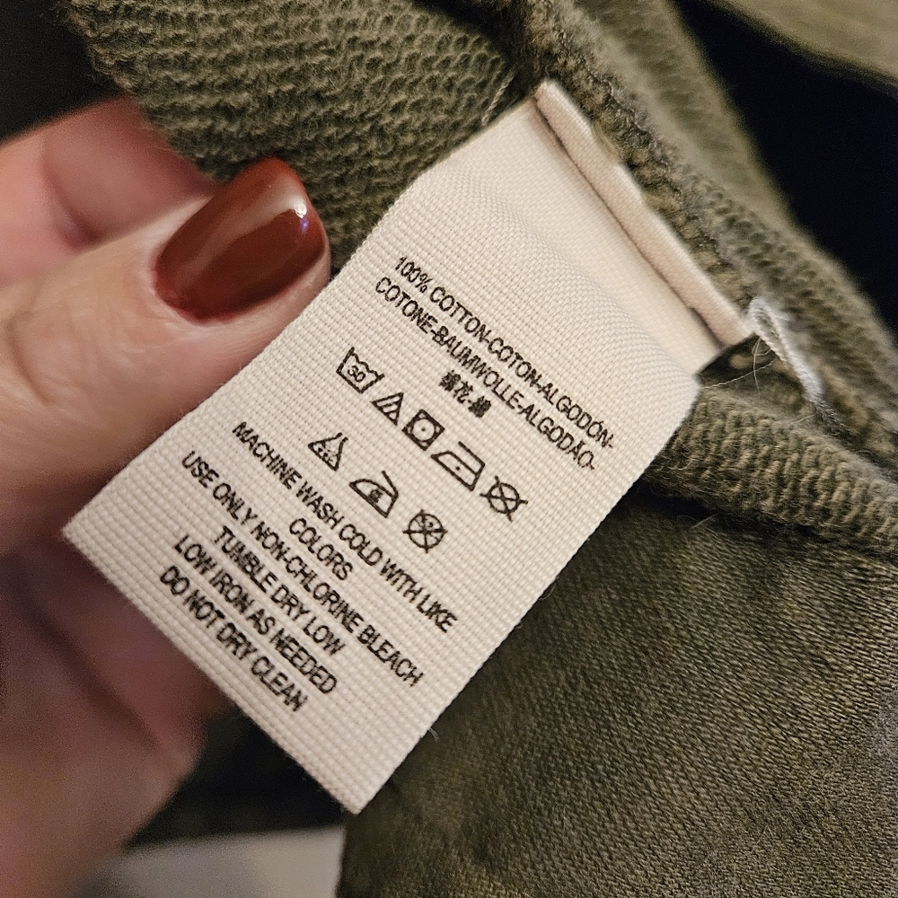 Free People Studio City Army Green Open Cardigan Jacket Chunky Oversized Boho L - Picture 4 of 10